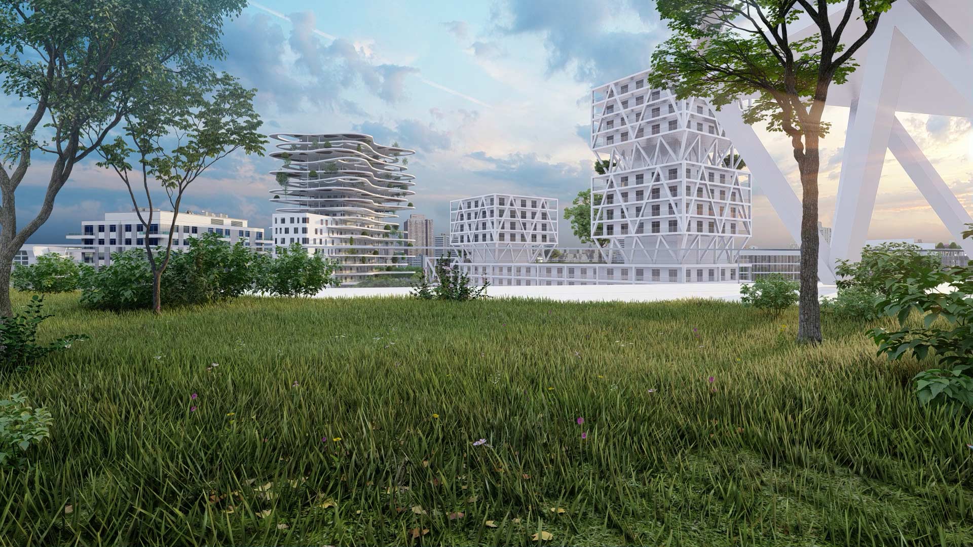Architectes-Collectivites-projet-aménagement-urbain-perspective-3D-immeuble-vegetation