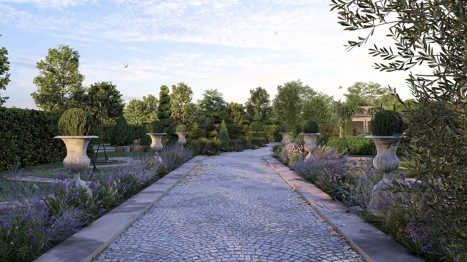 Production-visuelle-3D-Studio-L4M-pour-Lumion-France-Paysalia-2023-allee-maison