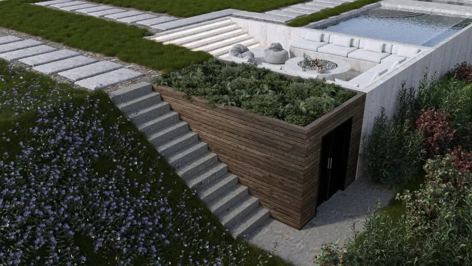 Architectes-images-3d-rendu-perspective-exterieure-studio-l4m-projet-Cinebox-HAT-jardin-semi-enterre