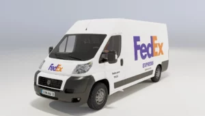 fourgon-van-camionette-livraison-livreur-FedEx-troisquart-3d-vehicule-studio-l4m-lumion-fbx