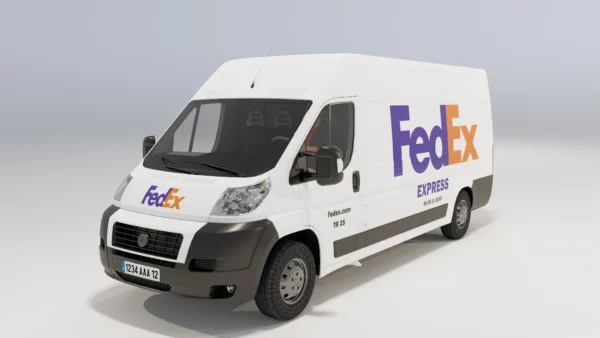 fourgon-van-camionette-livraison-livreur-FedEx-troisquart-3d-vehicule-studio-l4m-lumion-fbx